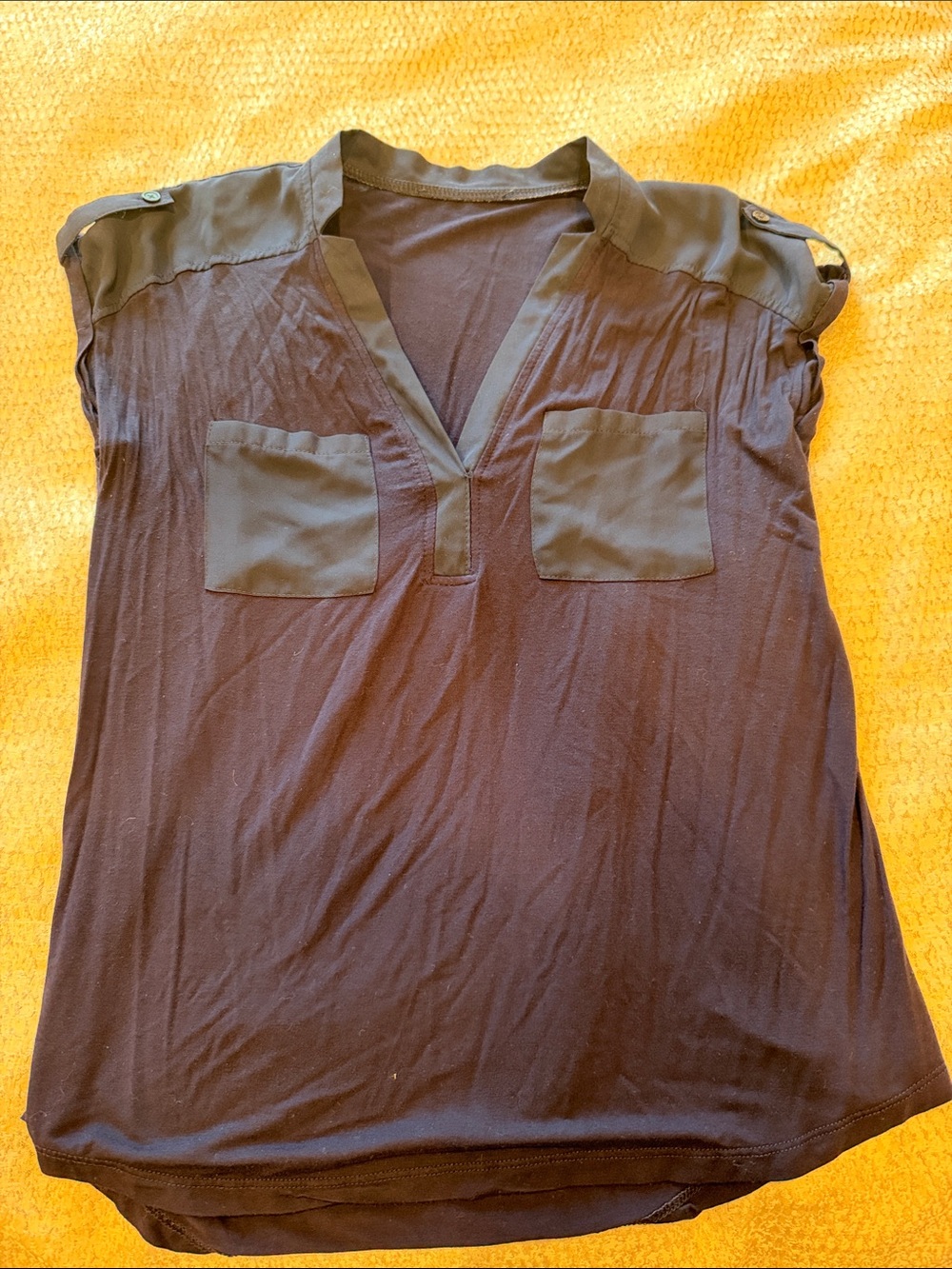 Marshalls Black Split V-Neck Pocket Blouse